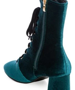 Banned It Takes Two Velvet 60's Boots Blue New In