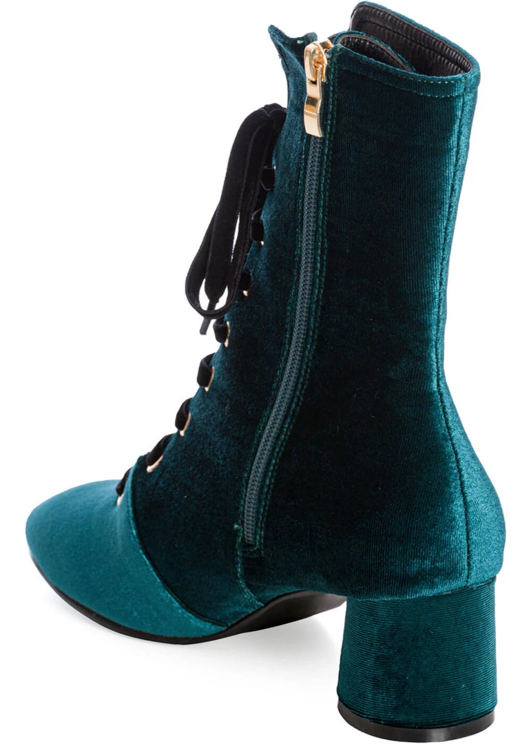 Banned It Takes Two Velvet 60's Boots Blue New In