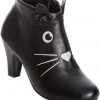 Banned Wild Thing Cat 50's Ankle Boots Black