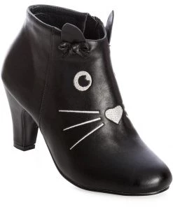Banned Wild Thing Cat 50's Ankle Boots Black