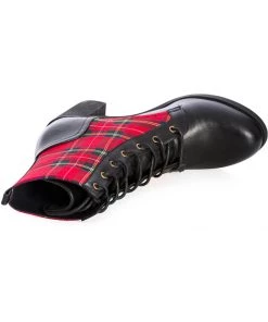 Banned Shake Your Booty Tartan 60's Ankle Boots Red
