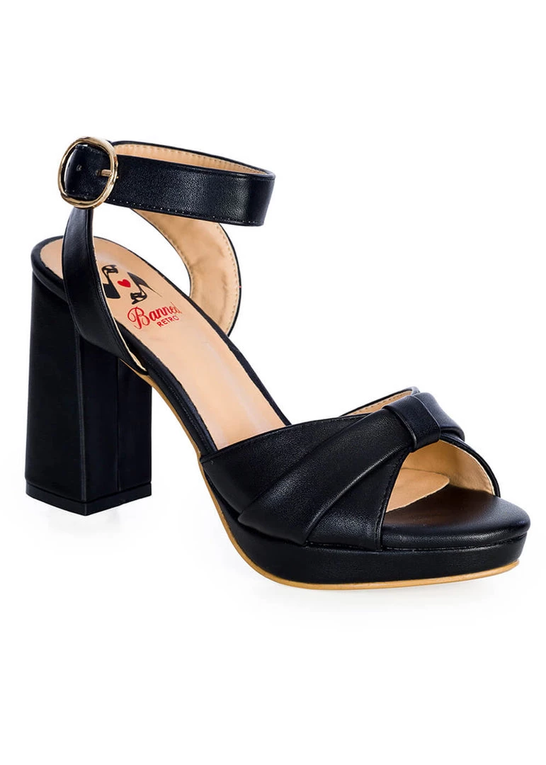 New In Banned Escapism Cameron 70's Sandals Pumps Black