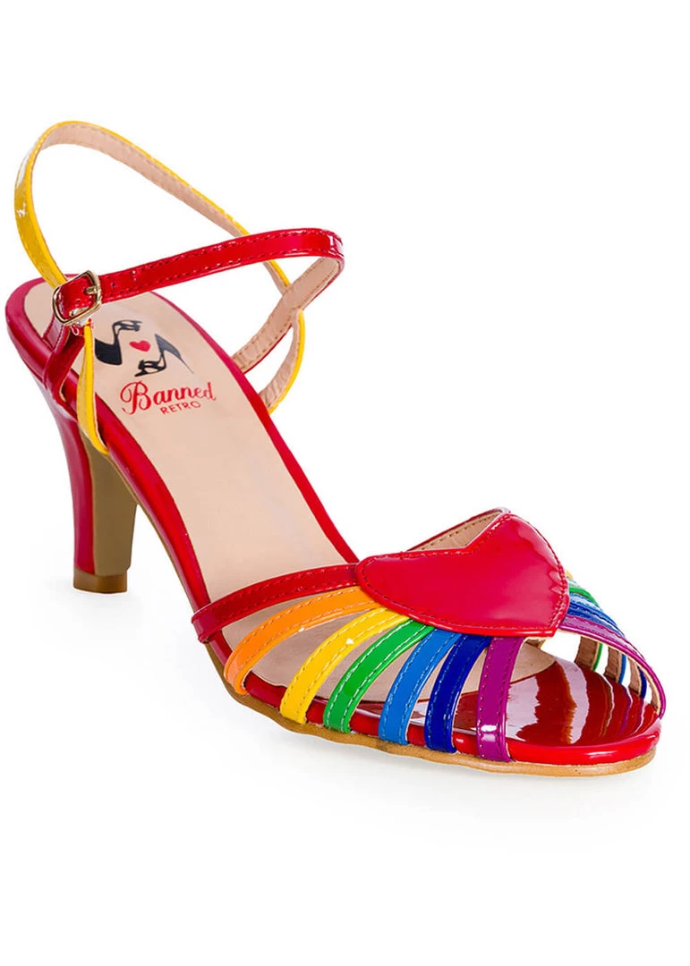New In Banned Fantasy April Rainbow Sandals Pumps Red