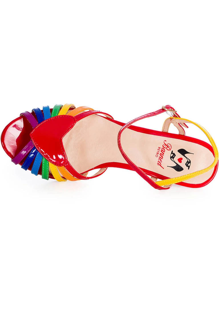 New In Banned Fantasy April Rainbow Sandals Pumps Red