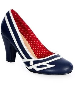 New In Banned Nautical Kelly Lee Sailor 50's Pumps Navyblue
