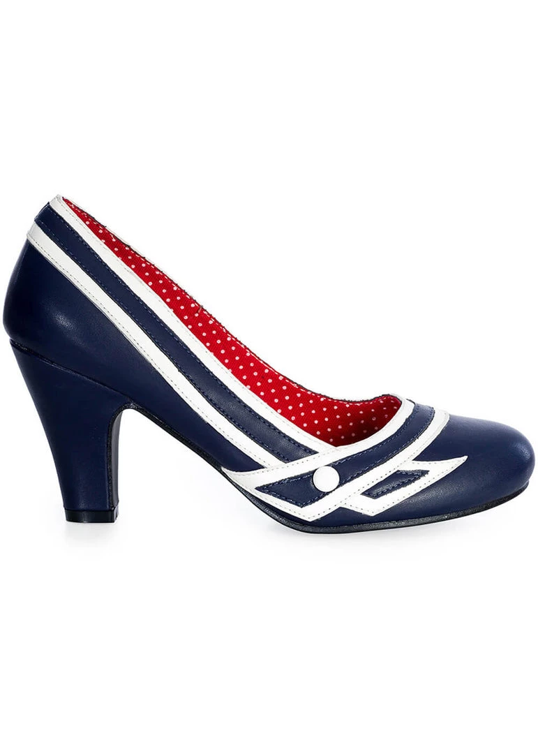 New In Banned Nautical Kelly Lee Sailor 50's Pumps Navyblue