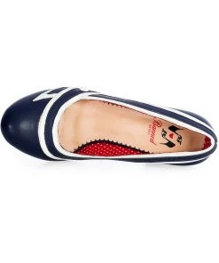 New In Banned Nautical Kelly Lee Sailor 50's Pumps Navyblue