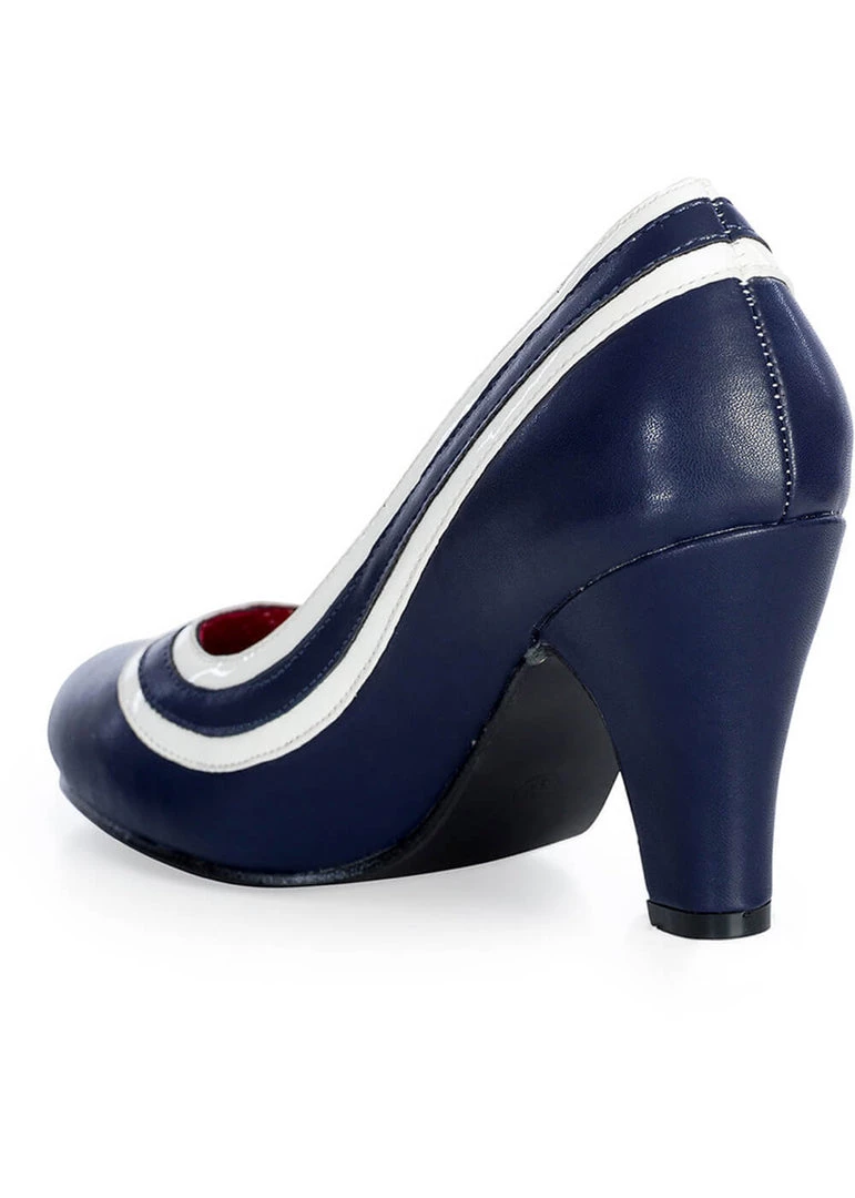 New In Banned Nautical Kelly Lee Sailor 50's Pumps Navyblue