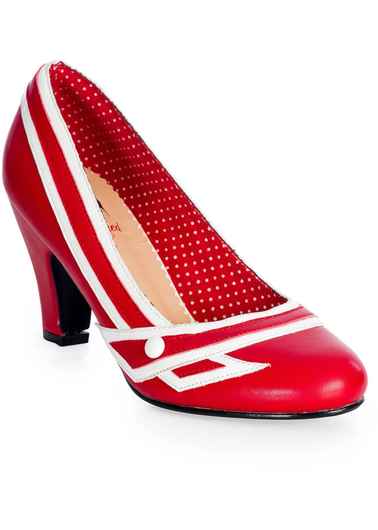 New In Banned Nautical Kelly Lee Sailor 50's Pumps Red