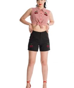 Banned Cherry Skull Up 50's Blouse Red New In