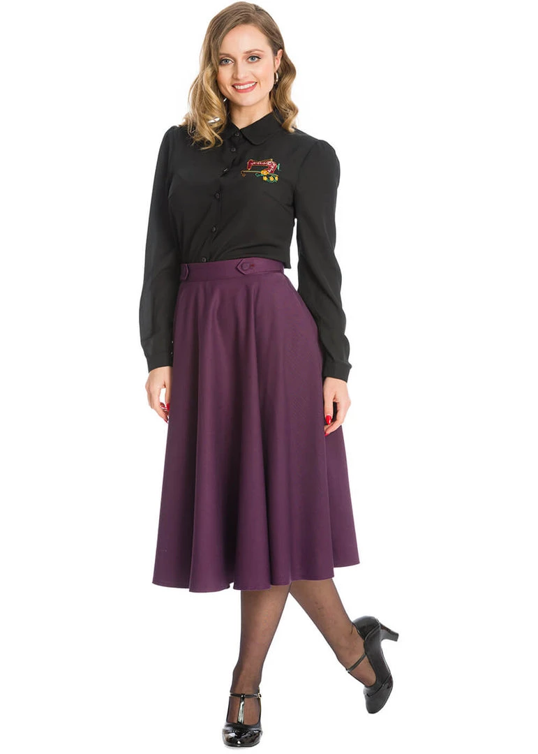 Banned Di Di 40's Swing Skirt Aubergine