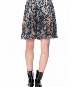 Banned Liberty Dragons Velvet 60's Skirt Black New In