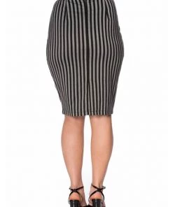 Banned Line Up 50's Pencil Skirt Black Grey