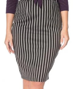 Banned Line Up 50's Pencil Skirt Black Grey