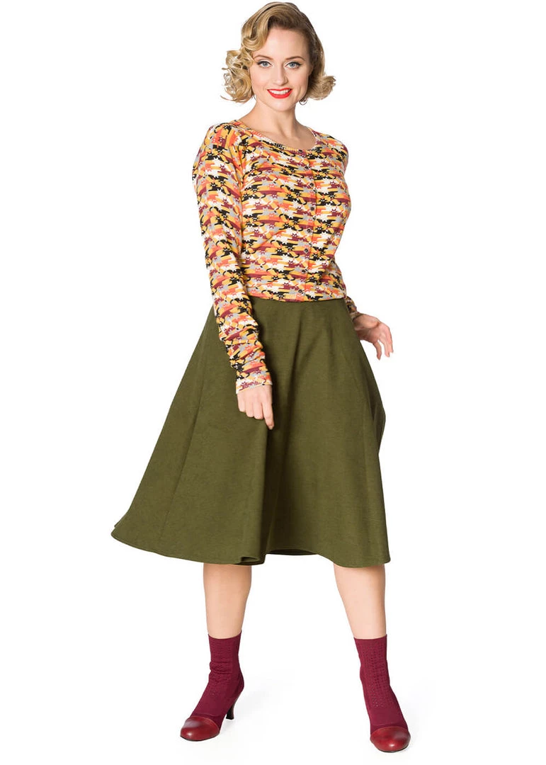 Banned Sophicated 50's Swing Skirt Green