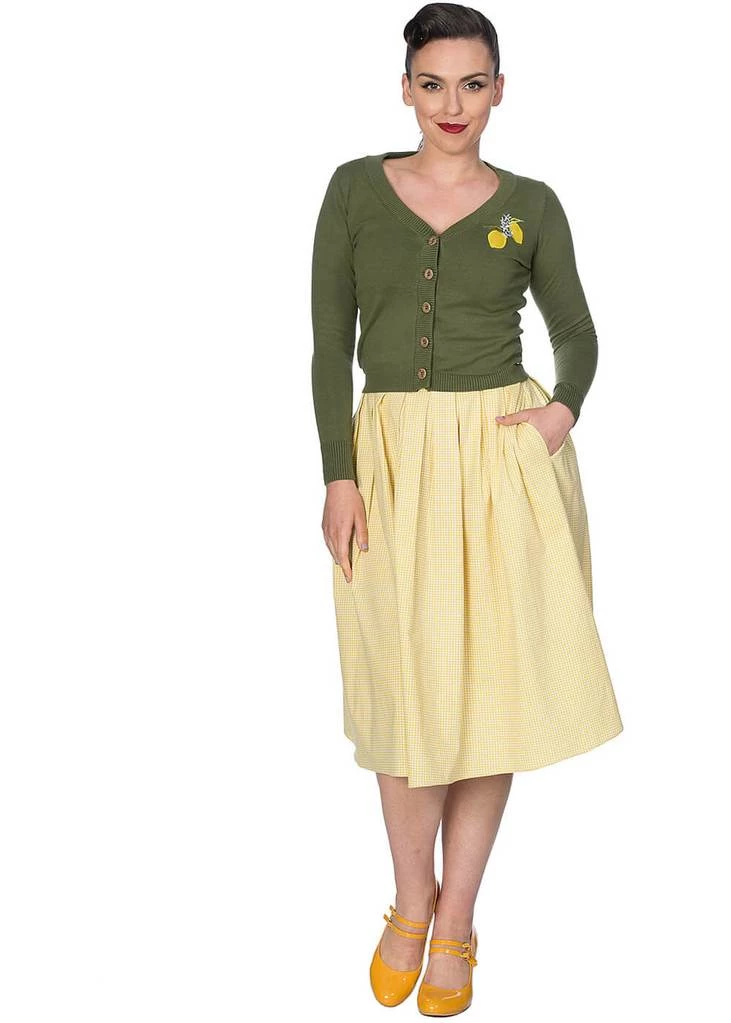 New In Banned Preppy Gingham 50's Swing Skirt Yellow