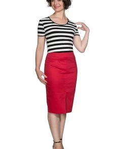 New In Banned Love Me Every Day 50's Pencil Skirt Red
