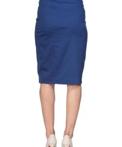 New In Banned Button Down 50's Pencil Skirt Navy