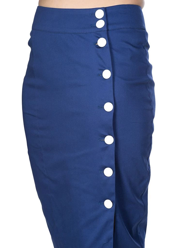 New In Banned Button Down 50's Pencil Skirt Navy