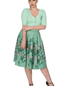 New In Banned Oriental Tiger 40's Swing Skirt Mint