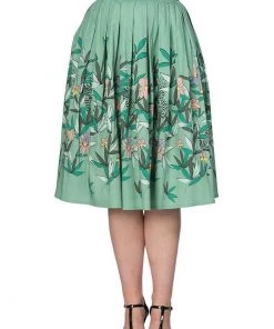 New In Banned Oriental Tiger 40's Swing Skirt Mint