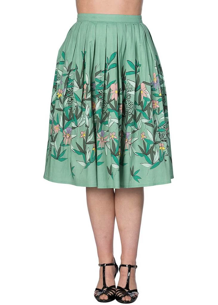 New In Banned Oriental Tiger 40's Swing Skirt Mint