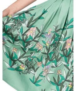 New In Banned Oriental Tiger 40's Swing Skirt Mint