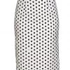 Banned Polkadot Frill 50's Pencil Skirt White New In