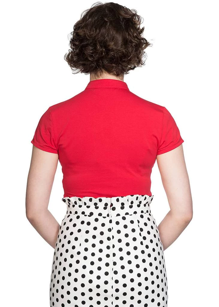 Banned Polkadot Frill 50's Pencil Skirt White New In