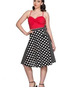 Banned Polka Mix 50's Wrap Swing Skirt Black New In