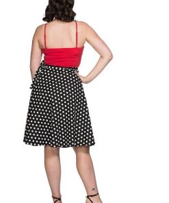 Banned Polka Mix 50's Wrap Swing Skirt Black New In