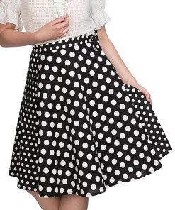 Banned Polka Mix 50's Wrap Swing Skirt Black New In