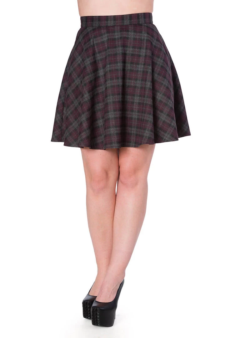 New In Banned Rock Check 60's Skirt Purple