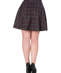 New In Banned Rock Check 60's Skirt Purple