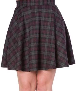 New In Banned Rock Check 60's Skirt Purple