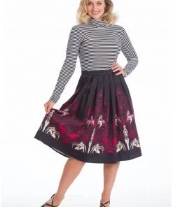 Banned Vixens Spider 50's Swing Skirt Black