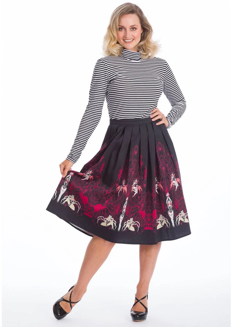 Banned Vixens Spider 50's Swing Skirt Black