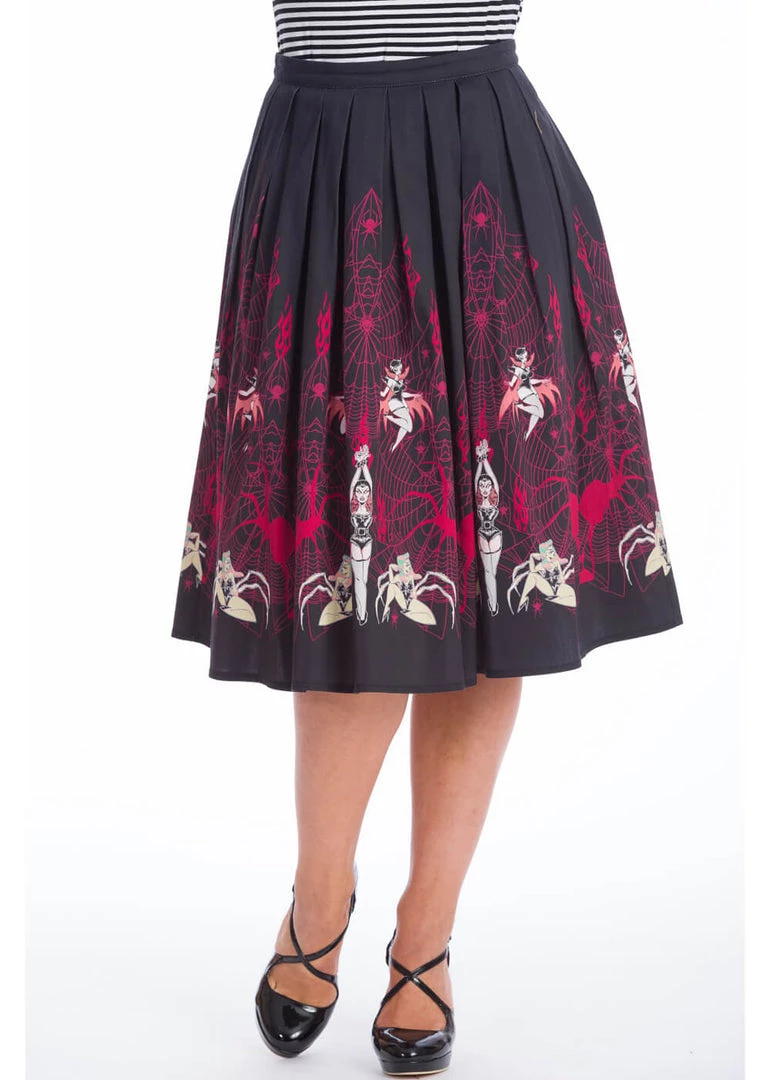 Banned Vixens Spider 50's Swing Skirt Black