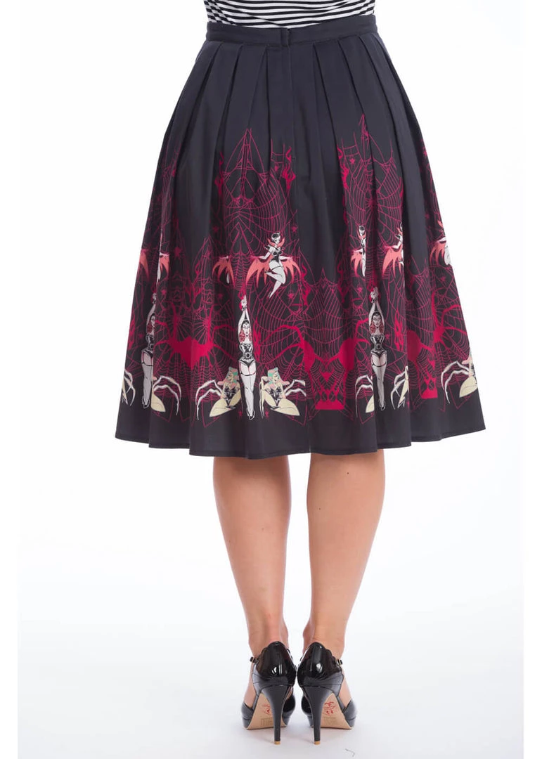 Banned Vixens Spider 50's Swing Skirt Black