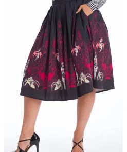 Banned Vixens Spider 50's Swing Skirt Black
