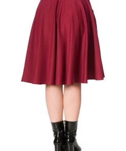 Banned Foxy 40's Swing Skirt Burgundy New In