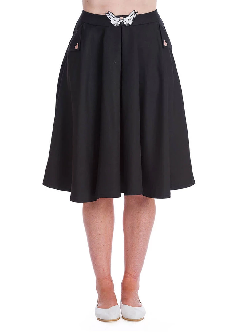 New In Banned Bunny Hop 40's Swing Skirt Black