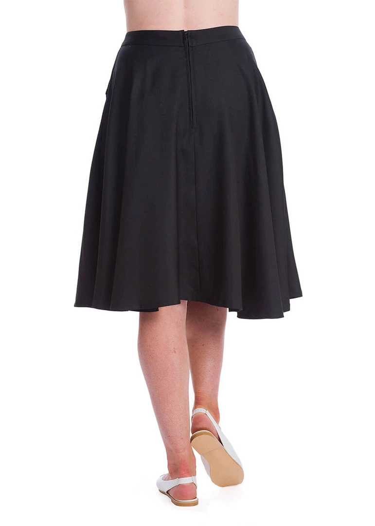 New In Banned Bunny Hop 40's Swing Skirt Black
