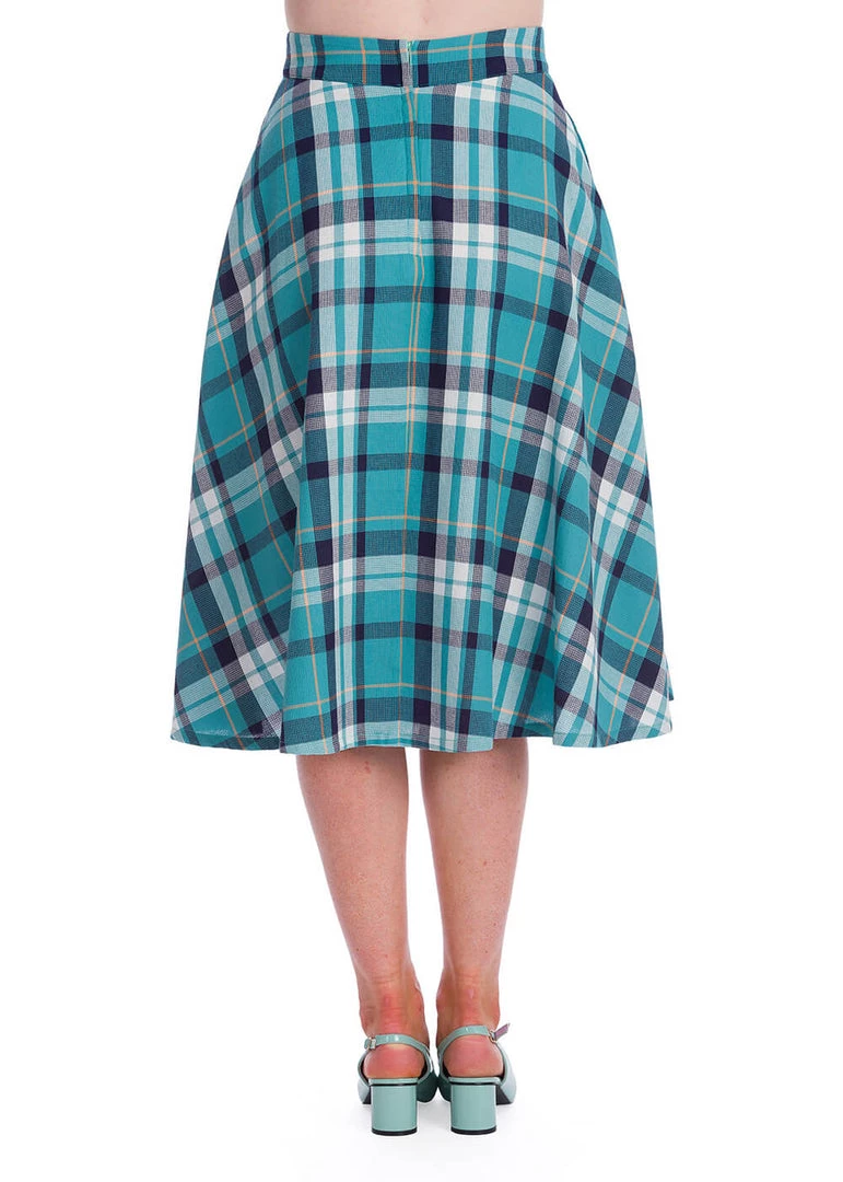 Banned Treat Me Tartan 50's Swing Skirt Mint