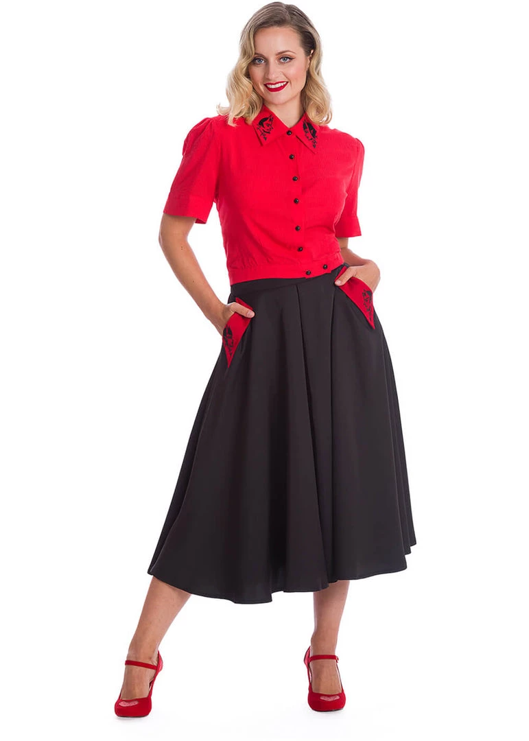 Banned Good Vs. Bad Devil 50's Swing Skirt Black