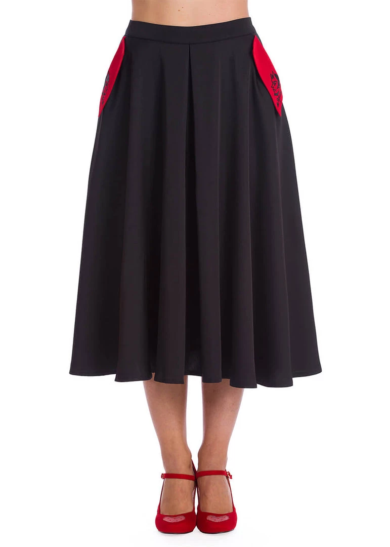 Banned Good Vs. Bad Devil 50's Swing Skirt Black