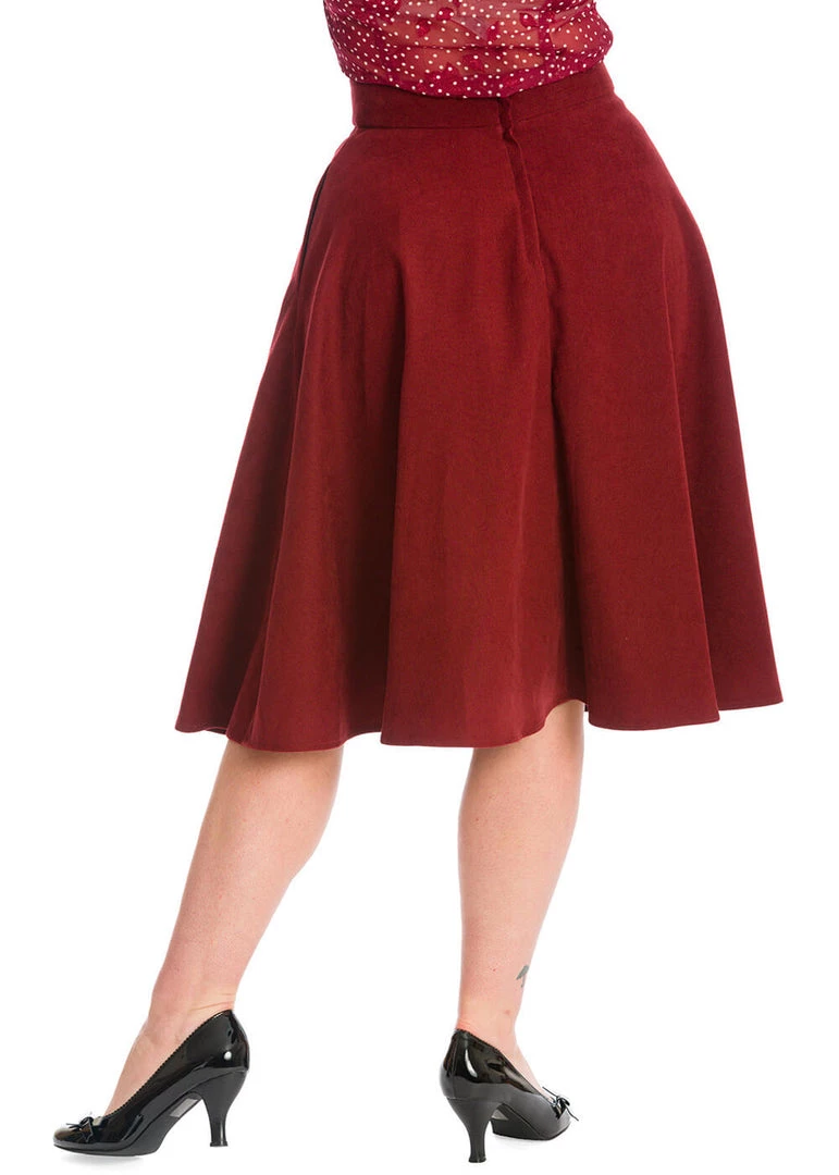 Banned I'm Yours 50's Swing Skirt Burgundy New In