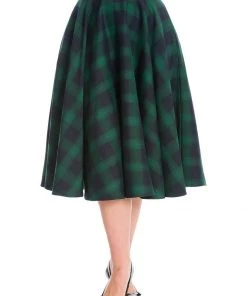 Banned Tartan 50's Swing Skirt Green
