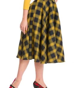 Banned Tartan 50's Swing Skirt Yellow