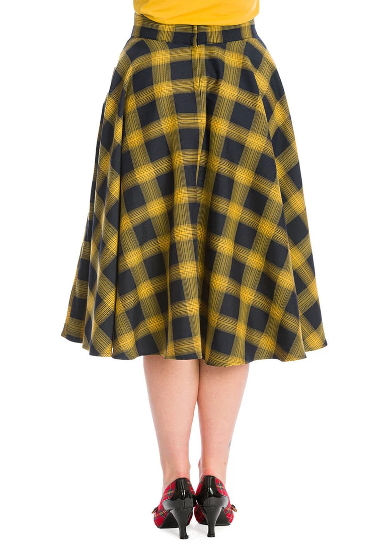 Banned Tartan 50's Swing Skirt Yellow